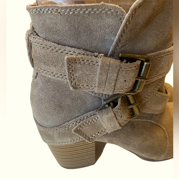 Taupe Suede Ankle Boots with Buckled Straps - Picture 2 of 8
